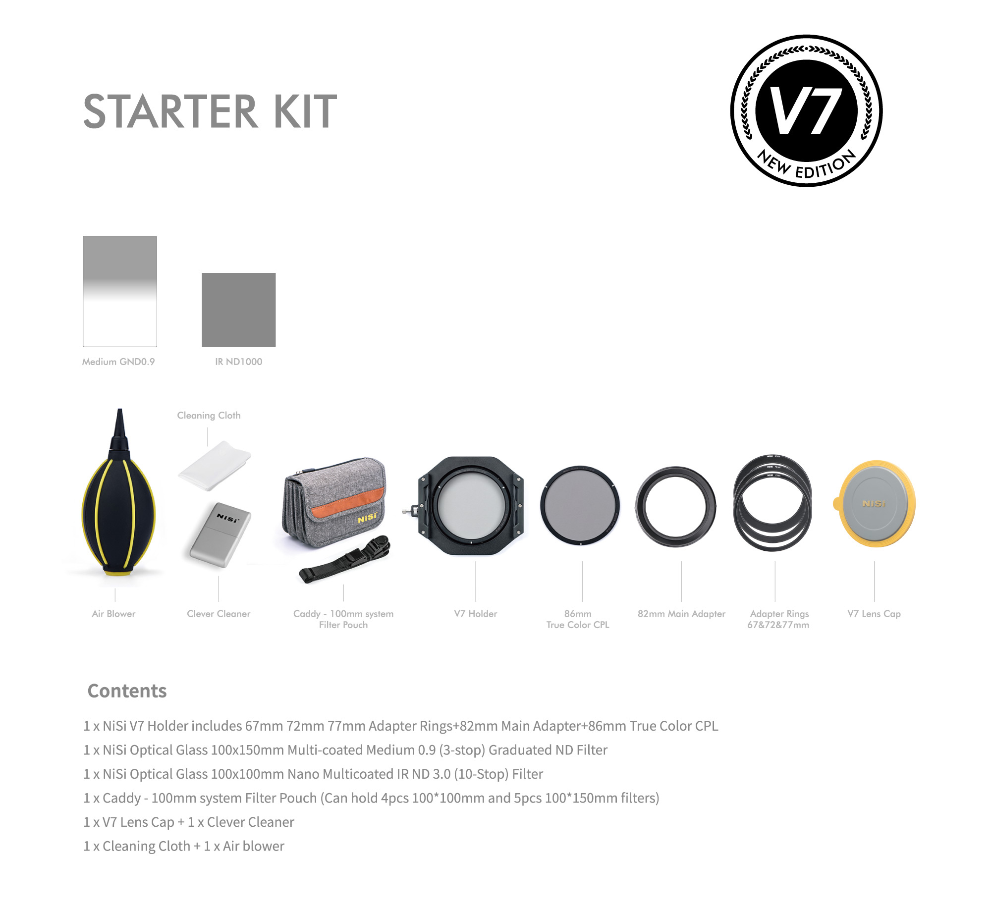 NiSi V7 Starter Kit Inhalt